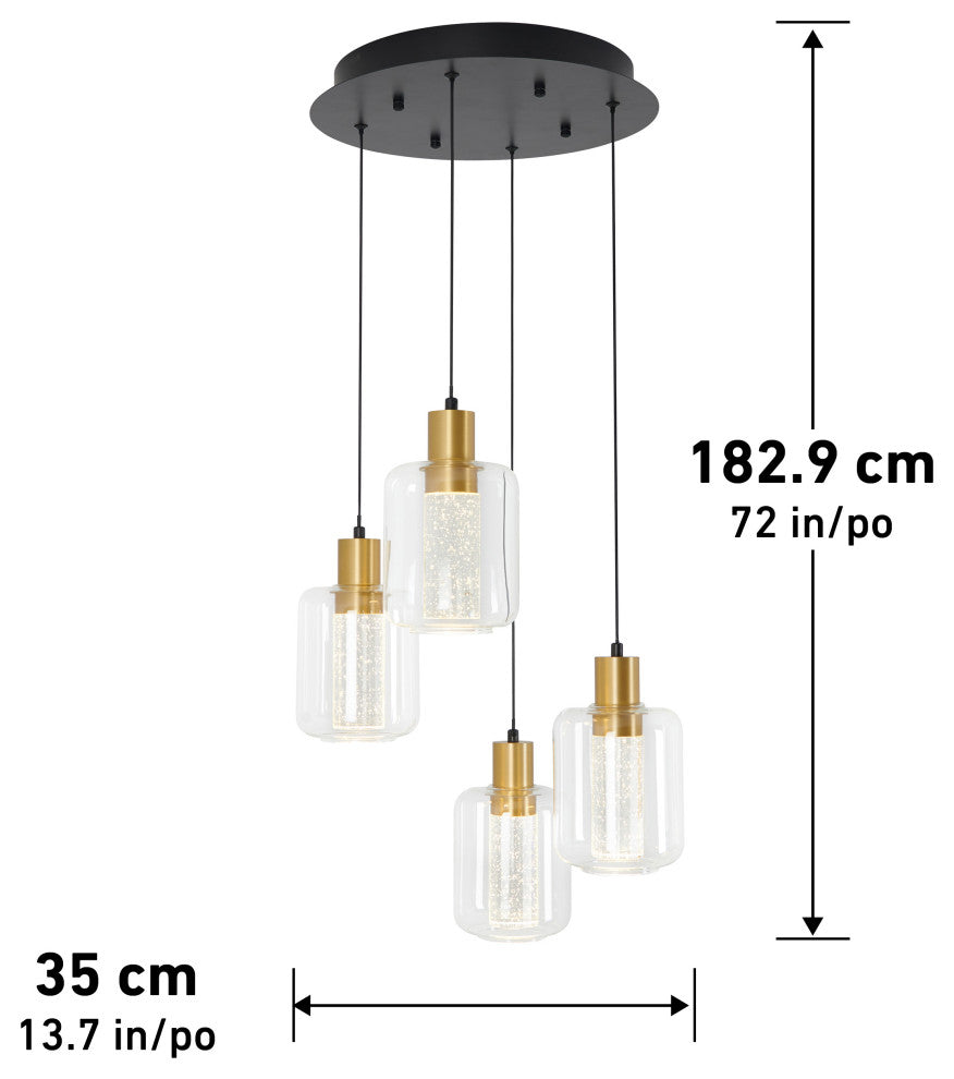 Artika Champagne Globe Integrated LED 4-light Pendant Light Fixture