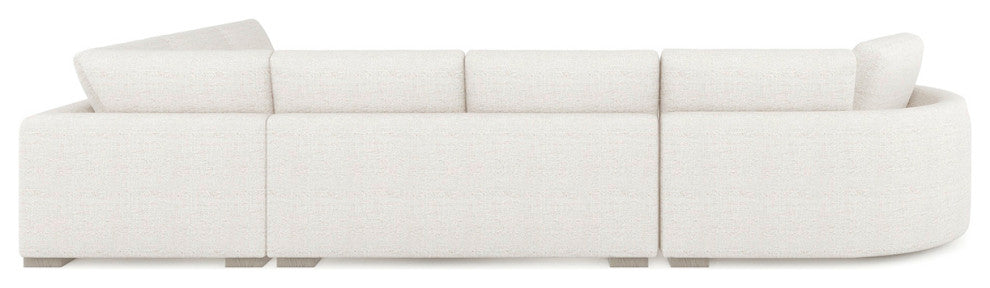 Laguna 166" Modular Feather-Cushion Sectional Sofa, Wheat Cream Beige Polyester Tweed, Left-Arm Facing