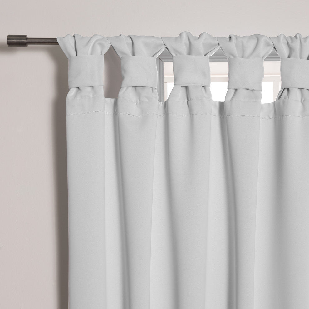 BANDTAB -Thermal Insulated Blackout Knotted Tab Curtain Set, Vapor, 52" W X 96"