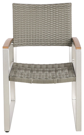 GDF Studio Tabby Outdoor Al 7Pcs Dining Set With Chairs, Silver/Gray Wicker