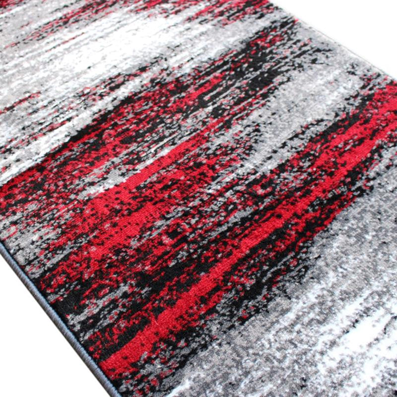 Rylan Collection Abstract Pattern Area Rug-Red - 2' x 7'