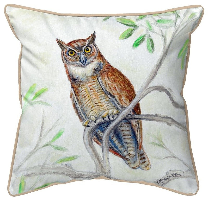 Betsy Drake Great Horned Owl Extra Large Zippered Pillow 22x22