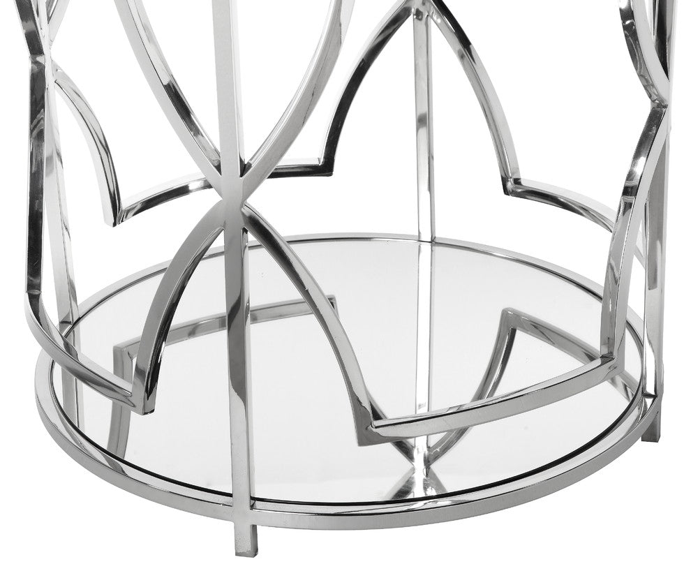 Edward Round Side Table, High Polish Steel