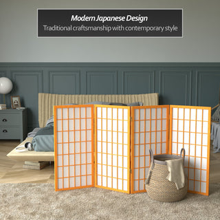 3' Tall Window Pane Shoji Screen, Honey, 4 Panels