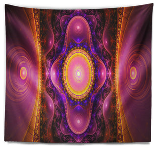 Pink Cryptical Fractal Design Abstract Wall Tapestry, 92"x78"