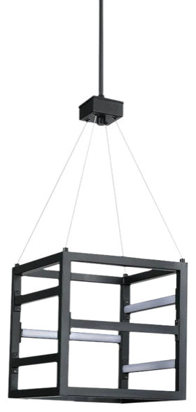 Tivoli 18"or 12" LED Square Pendant, Matte Black Finish, 12" Height X 12" Width