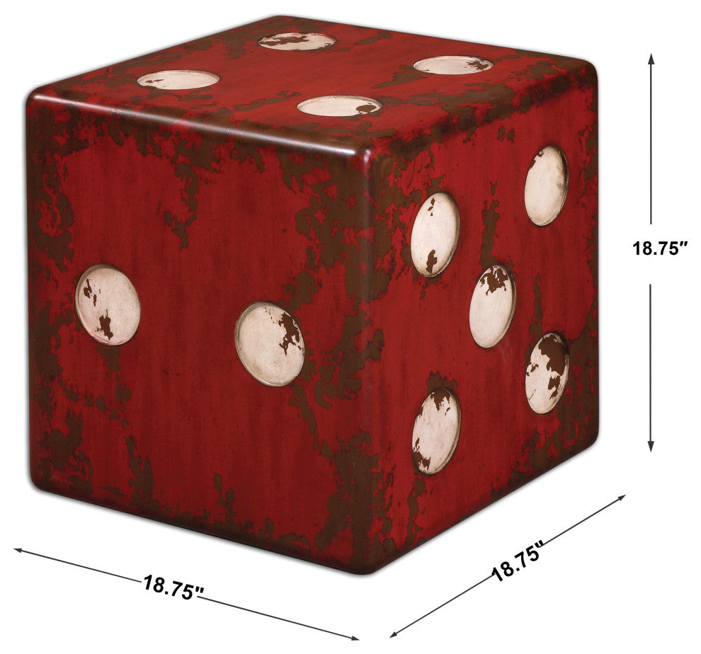 Uttermost Dice Accent Table Burnt Red