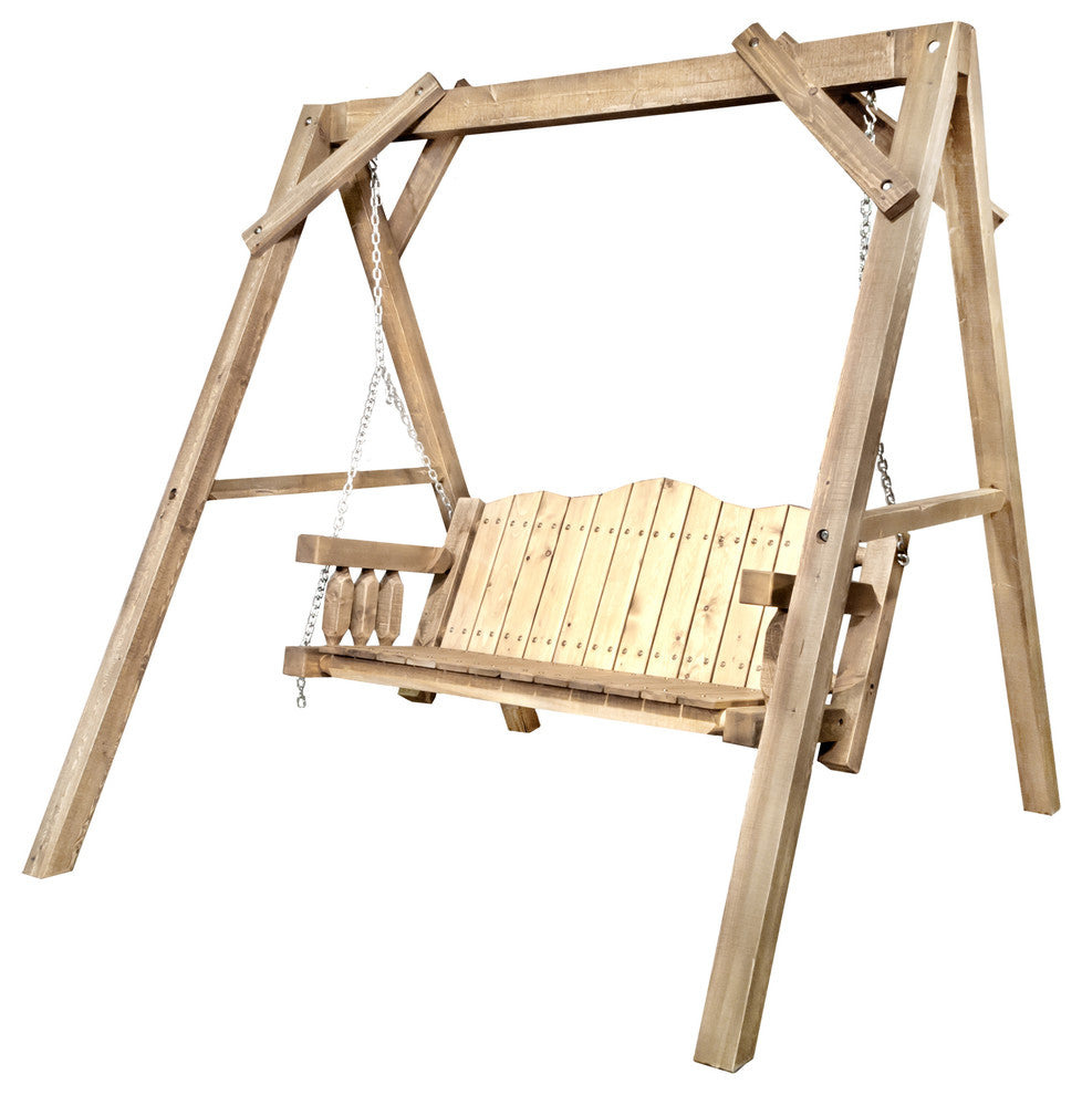Homestead Collection Lawn Swing With "A" Frame, Exterior Stain Finish