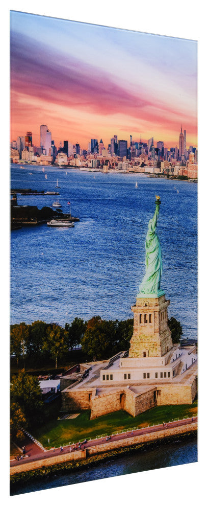 New York View Frameless Free Floating Tempered Glass Wall Art, A