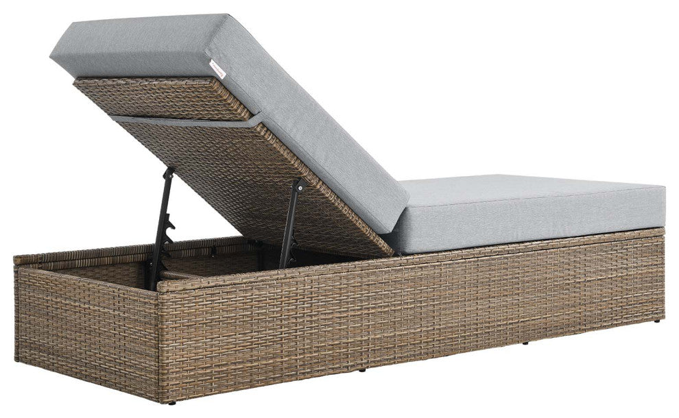 Convene Outdoor Patio Outdoor Patio Chaise Lounge Chair, Cappuccino Gray