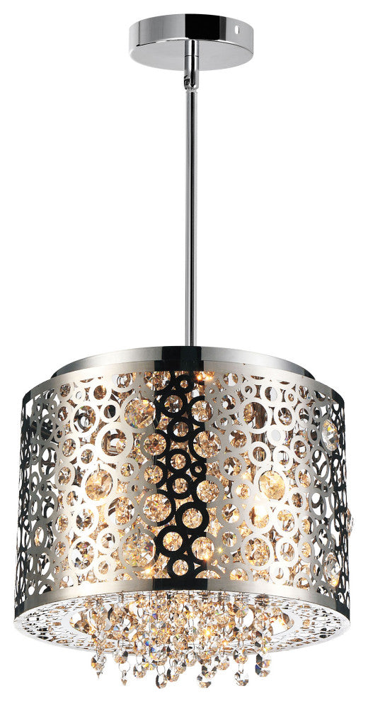 Bubbles 4 Light Drum Shade Mini Pendant With Chrome Finish