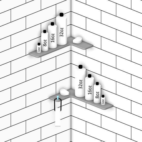 TileWare Boundless L-Shaped Corner Shelf Bone Shower Bathroom, No Hook