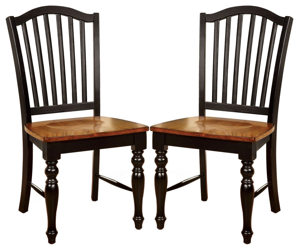 Set of 2 Side Chair, Black and Antique Oak Finish