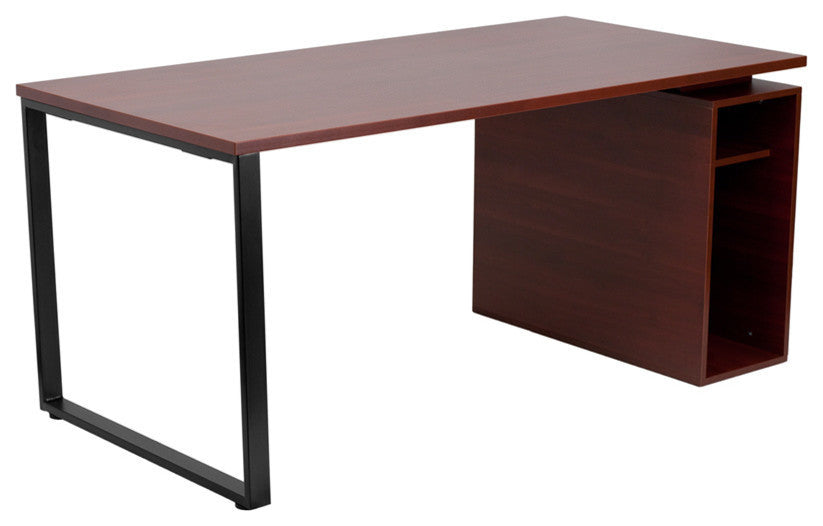 Mahogany Computer Desk With Open Storage Pedestal