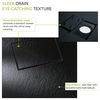 Transolid 60-in L x 31.5-in W Zero Threshold Center Drain Shower Base, Black