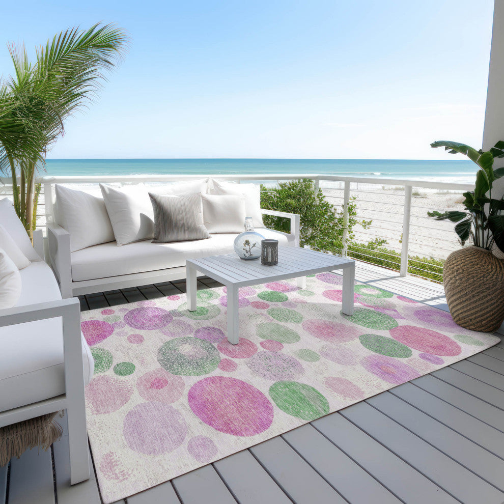 Machine Washable Indoor/Outdoor Chantille ACN1896 Pink 10' x 14' Rug
