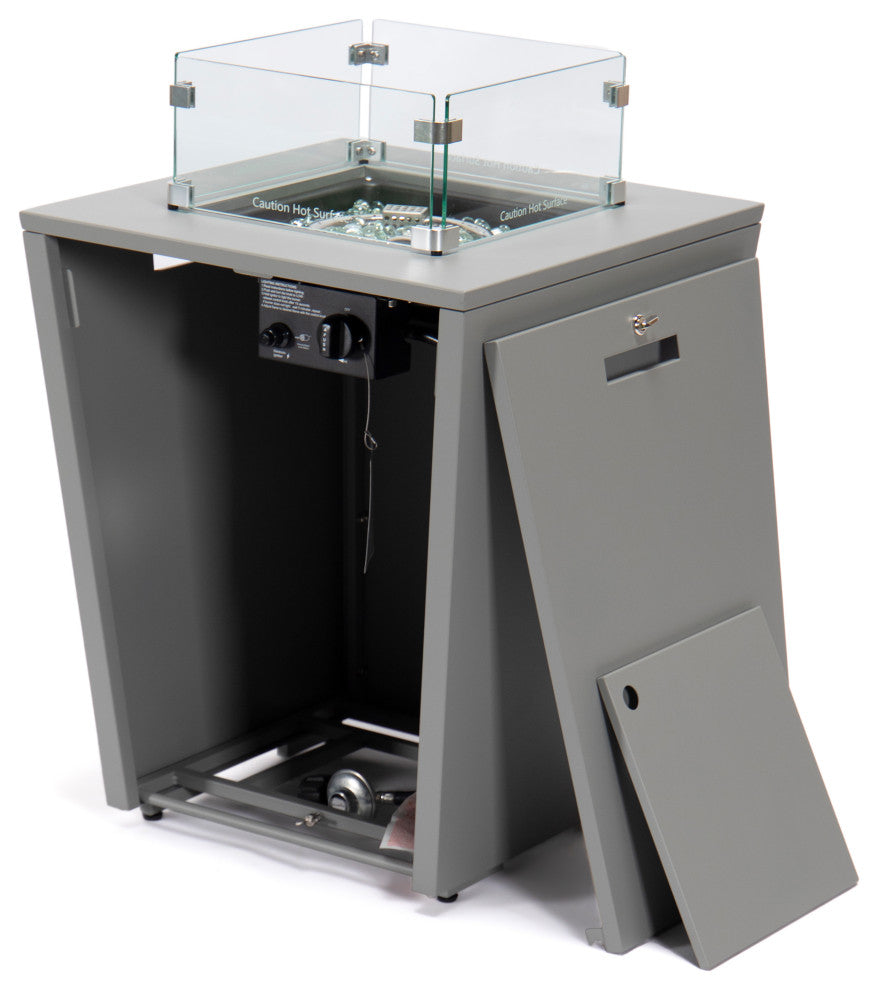 LeisureMod Marlin Chaise Lounge Set With Arms and Fire Pit Table, White