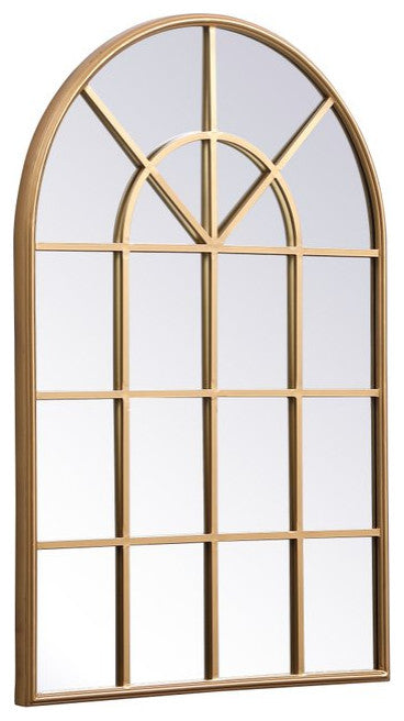 Macey Metal Windowpane Mirror, 28"x41", Brass