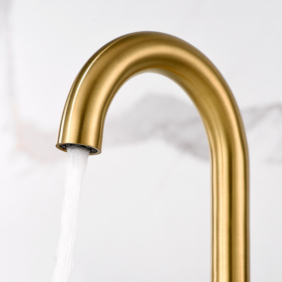 Luxier WSP11-T 2-Handle Widespread Bathroom Faucet with Drain, Brushed Gold