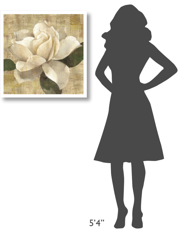 "Gardenia Blossom on Script" Digital Paper Print by Albena Hristova, 26"x26"