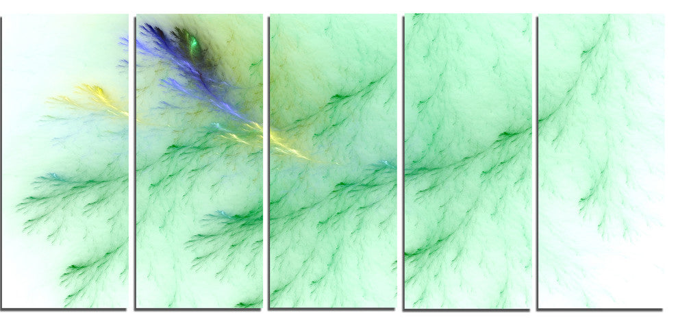 Light Green Veins of Marble, Abstract Wall Art Canvas, 60"x28", 5 Panels