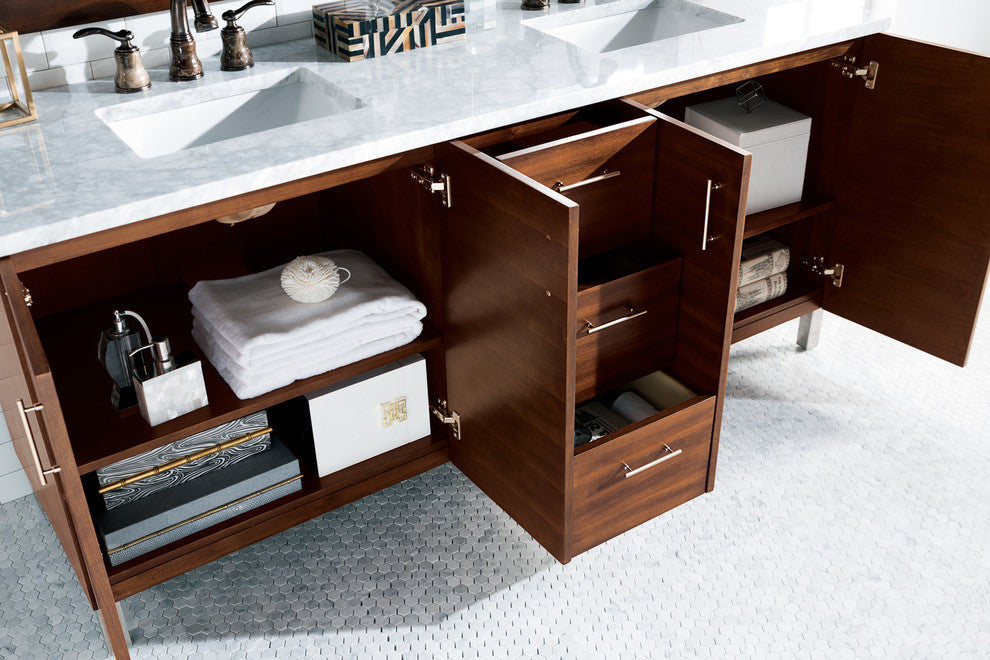 Metropolitan 72" Double Vanity, American Walnut, Charcoal Soapstone