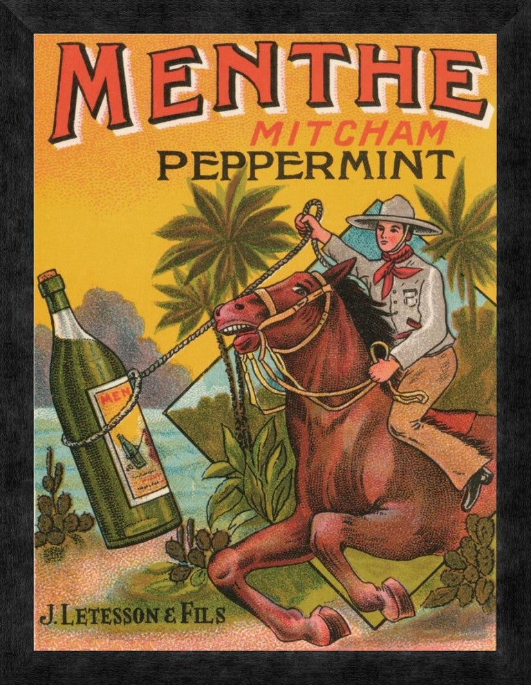 "Menthe Peppermint" Framed Canvas Giclee by Vintage Booze Labels, 19x24"