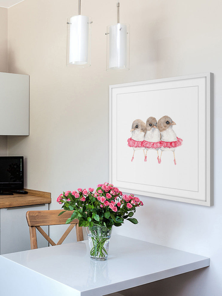 Marmont Hill, "Ballerina Birds" by Thimble Sparrow Framed Painting Print, 12x12