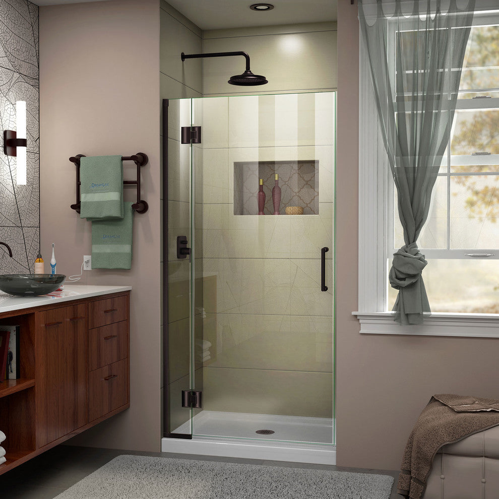 Unidoor-x 32" Hinged Shower Door, Oil Rubbed Bronze