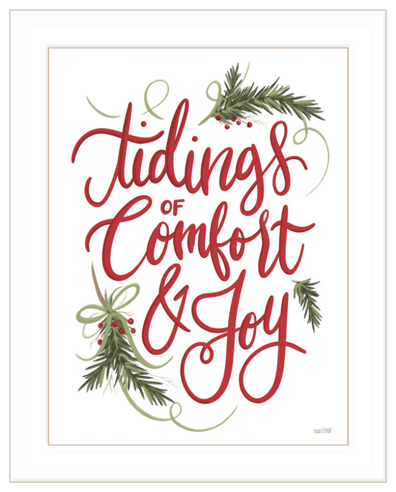 Tidings of Comfort and Joy 2 White Framed Print Wall Art
