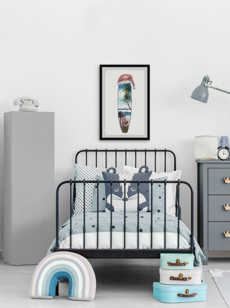 "Christmas Surfboard" Framed Painting Print, 8x12