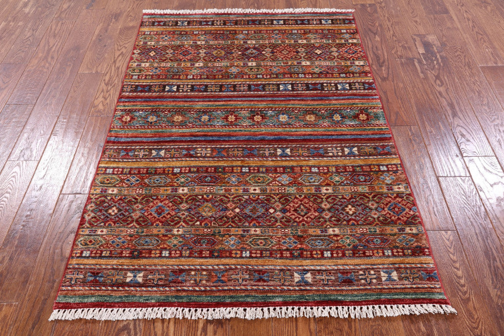 Super Kazak Khorjin Handmade Rug 3' 11" X 5' 9" Q10461