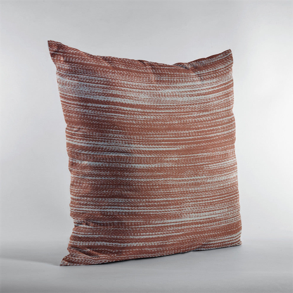 Plutus Red Beige Shower Stripe Luxury Throw Pillow, 18"x18"