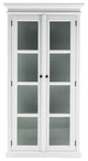Classic White and Glass Double Door Storage Cabinet
