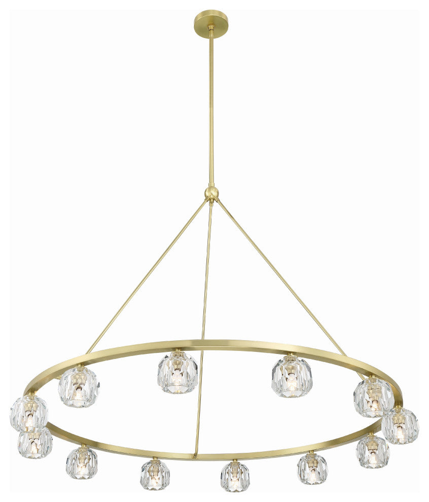 Aragon 12-Light Soft Brass Chandelier, Faceted Cut Crystal