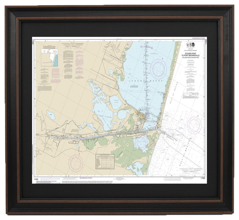 Nautical Chart, Stover Point to Port Brownsville, Poster Framed