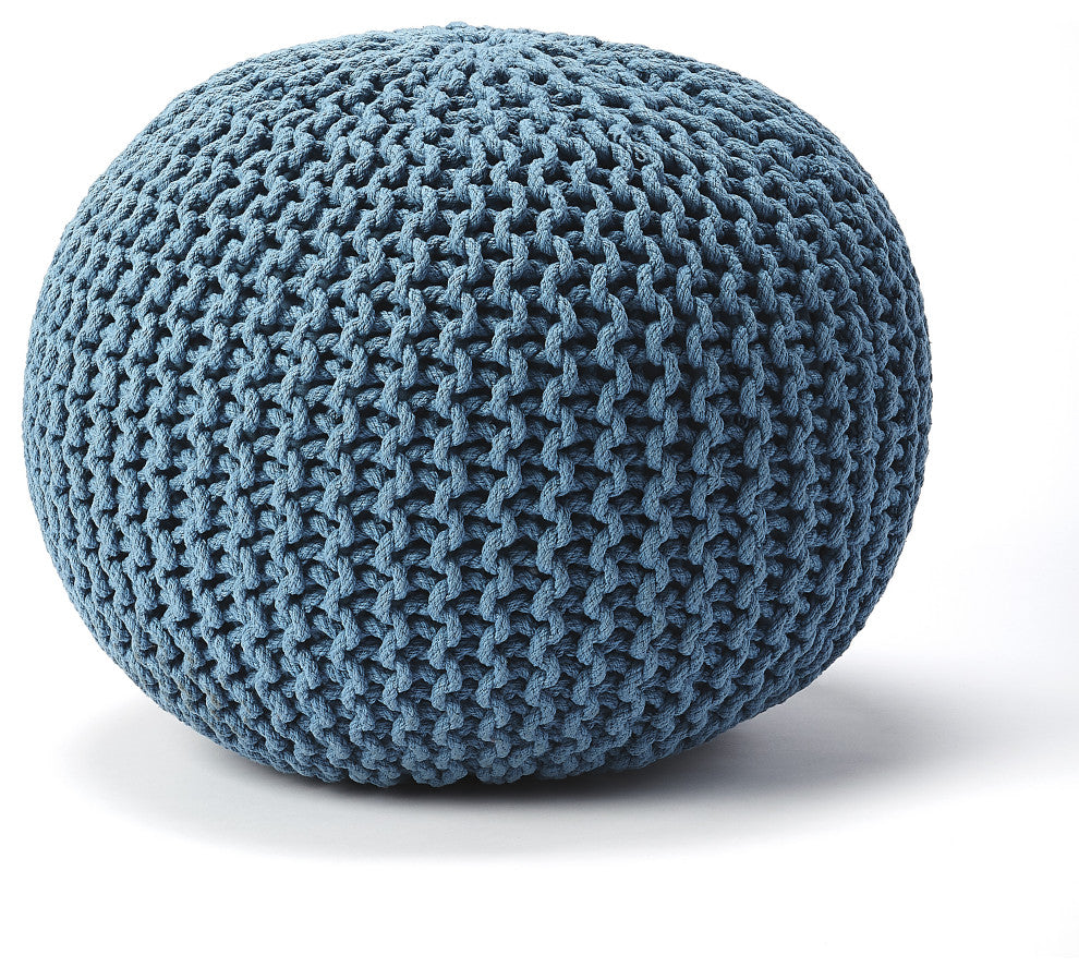 BUTLER PINCUSHION BLUE WOVEN POUFFE