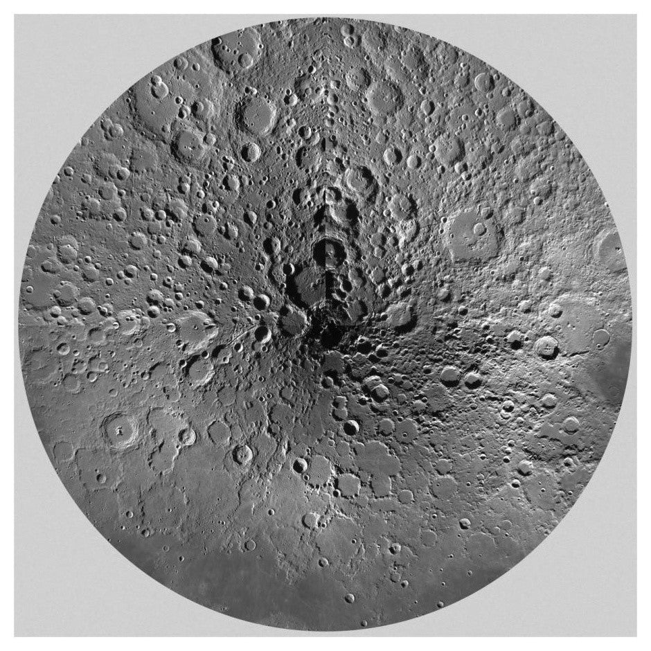 "Unmarked Map of the Moon, North Pole" Paper Art, 20"x20"