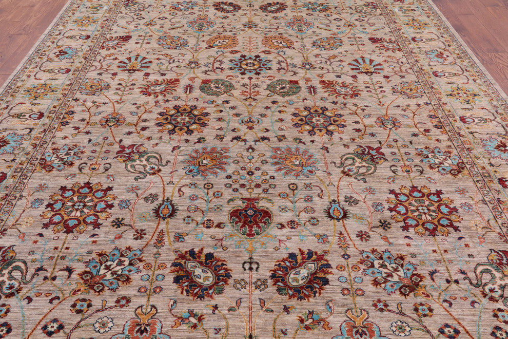 9' 1" X 12' 1" Persian Tabriz Hand Knotted Wool Rug Q11310