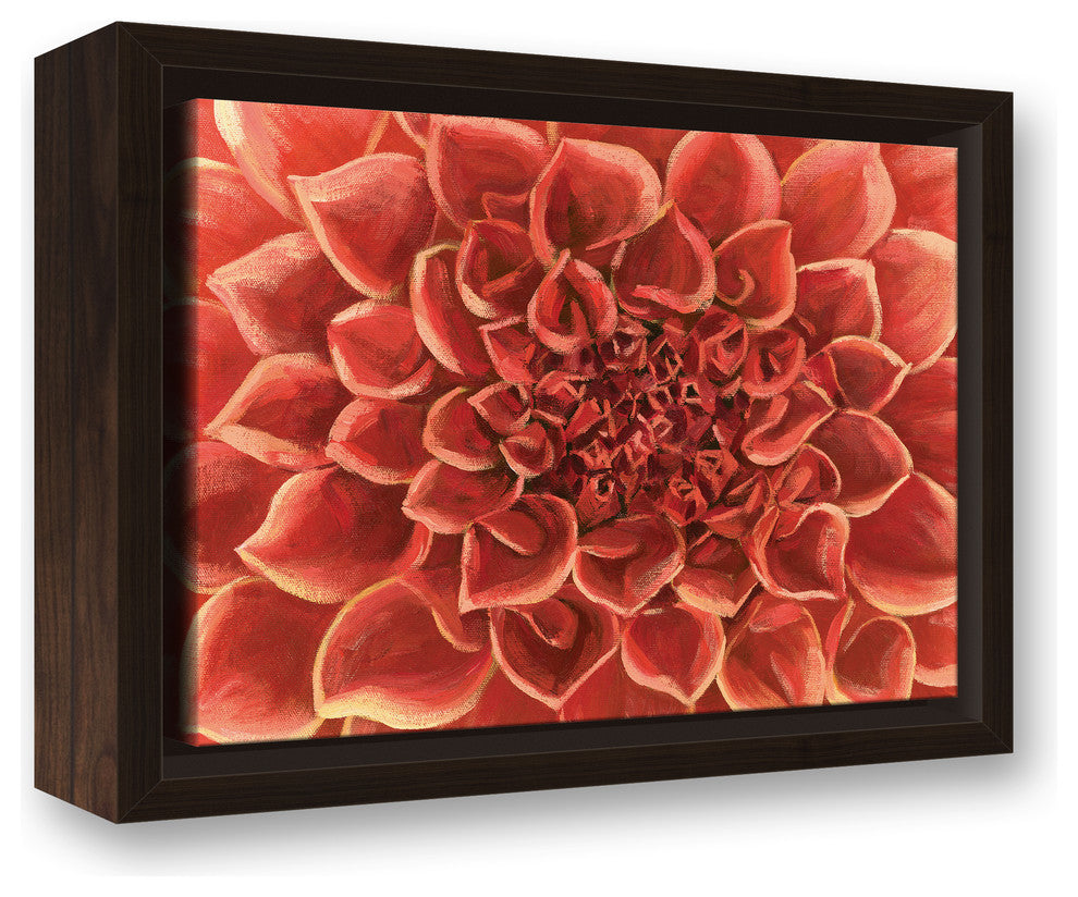 Red Gardenia Close Up Flower 8x10 Walnut Floating Framed Canvas