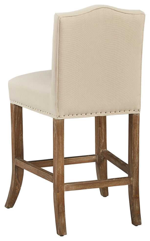 Brickell Oak Traditional Counter Stool with Nailhead Accents