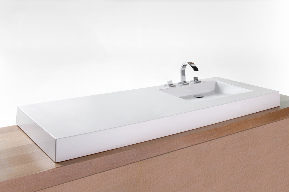 Cube Sink, WETMAR BIO, Matte White, Right Overflow