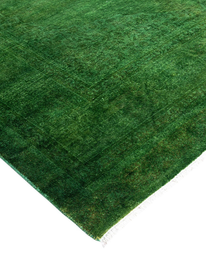 Overdyed, One-of-a-Kind Hand-Knotted Area Rug Green, 4'7"x6'10"