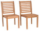 Set of 2 Patio Chair, Eucalyptus Wood Construction With Slatted Backrest, Brown