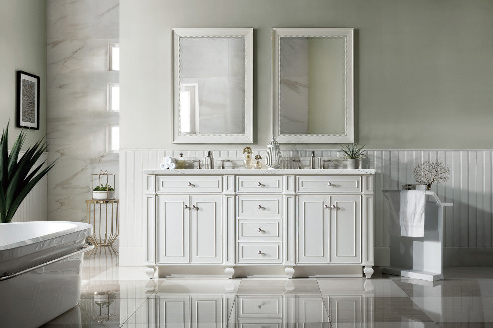 James Martin 157-V72-BW-3ENC 72" Bright White Double Vanity + Quartz Top