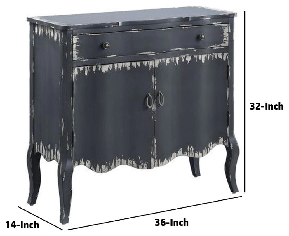 Benzara BM273244 2 Door Console Sideboard Cabinet, Shelf, Drawer, Antique Gray