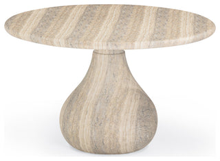 Smooch Indoor/Outdoor Dining Table, Travertine, 47"