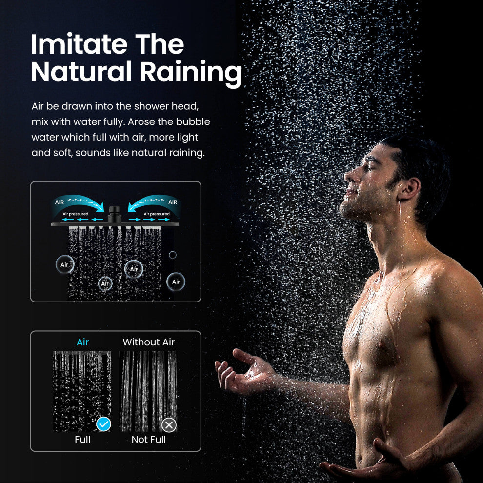 Cube 2 Function Thermostatic Shower System, Rough, Valve, Matte Black