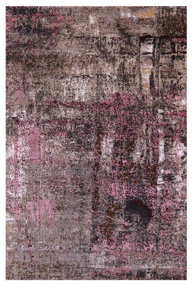 Abstract Wool and Silk Handmade Rug 6' 0" X 9' 1" Q8698