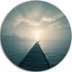 Dark Boardwalk Into Blue Sea, Sea Bridge Round Wall Art, 11"